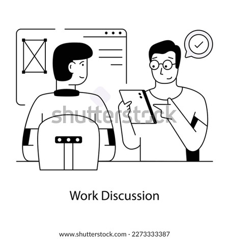 Easy to use line illustration of work discussion 