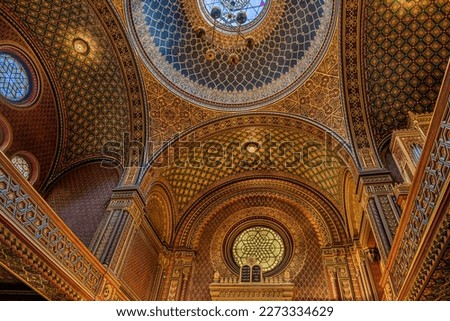 Spanish Synagogue's interior and cupola, Prague Royalty-Free Stock Photo #2273334629