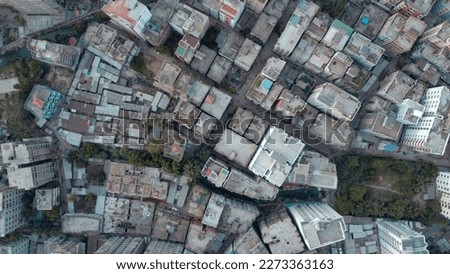 Drone shot of Dhaka's dangerously congested buildings