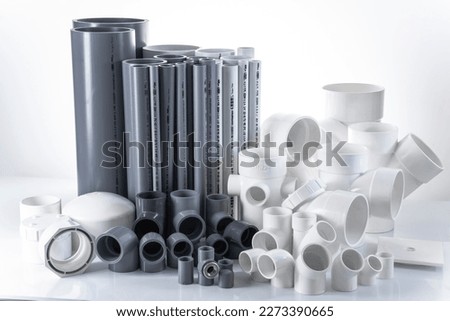 UPVC CPVC Fittings for polypropylene pipes. Elements for pipelines. plastic piping elements. They are designed for connecting pipes. Concept sale of polypropylene fittings Royalty-Free Stock Photo #2273390665