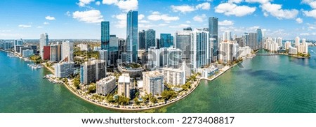 Aerial panorama of Miami, Florida. Miami is a majority-minority city and a major center and leader in finance, commerce, culture, arts, and international trade. Royalty-Free Stock Photo #2273408817