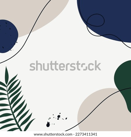 Abstract square templates with tropical leaves and geometric shapes. Good for social media posts, mobile apps, banner designs and online promotions and adverts. Hand-drawn tropical vector background.