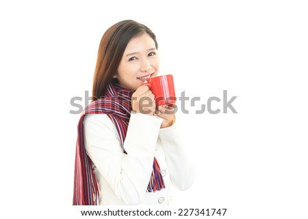 Business woman drinking coffee.