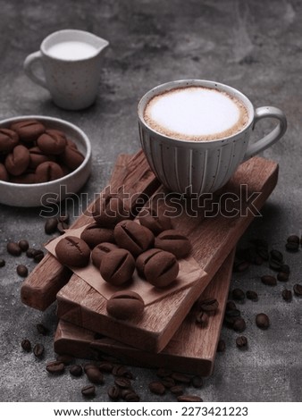 coffee break with coffee beans cookies