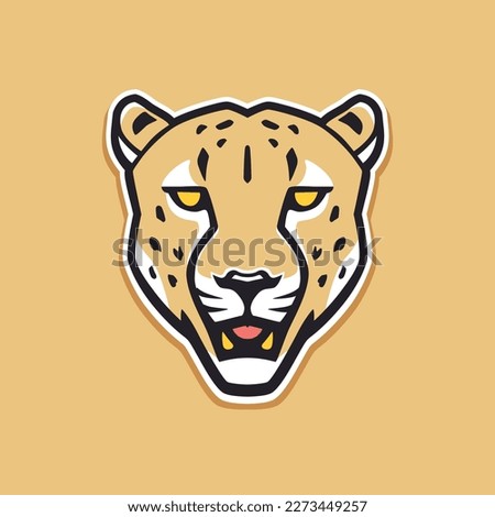 
Cheetah Vector Head Illustration. Big cat clip art template. Can be used for stickers, labels, signs, or banners.