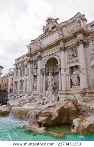 Fontana di trevi, city of Rome in Italy. Place of interest for tourists, historical water fountain of marble, world heritage site.  Royalty-Free Stock Photo #2273451353