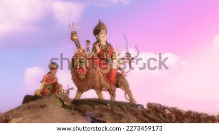 Statue of Maa Vaishno Devi beautiful image of maa durga with lion sitting with hanumaan