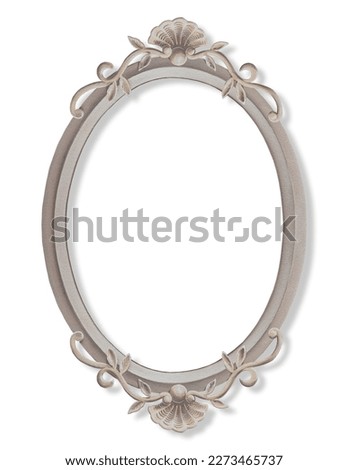 Baroque classic style oval geometry frame painted on a plastered wall isolated on white - concept with central copy space