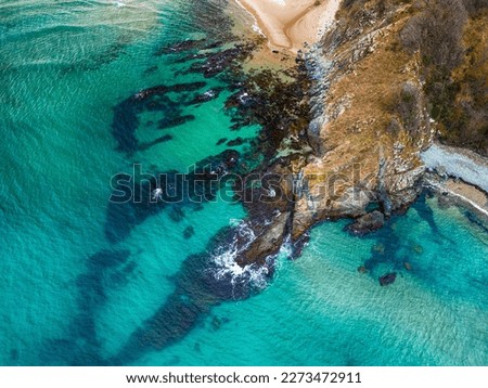 Aerial view of a stunning seacoast and Silistar beach in Bulgaria	
