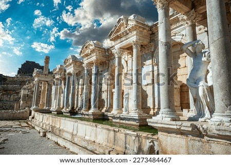Sagalassos ancient city near Burdur, Turkey. Ruins of the Upper Agora in the roman city.
 Royalty-Free Stock Photo #2273484467