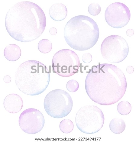 Watercolor soap bubbles. Vector pattern