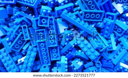 closed up plastic blue building blocks 