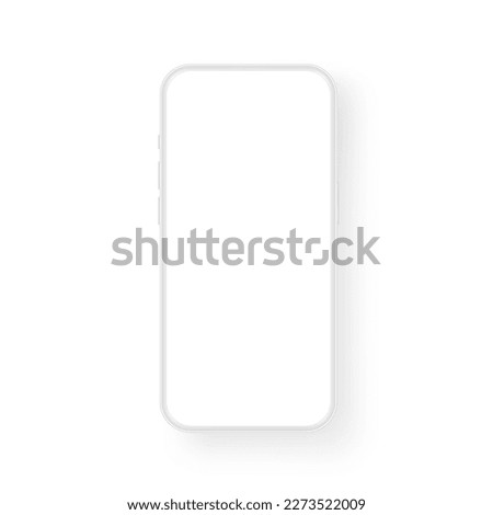 Clay Smartphone Mockup With Blank Screen, Isolated on White Background, Front View. Vector Illustration