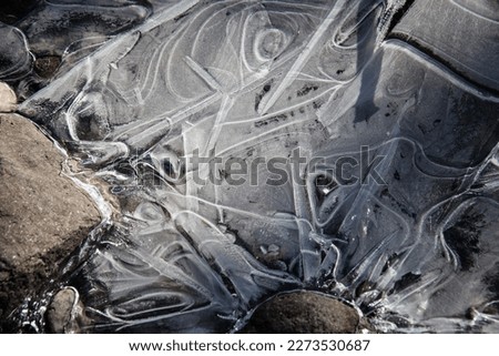 Frozen stream and ice in various forms