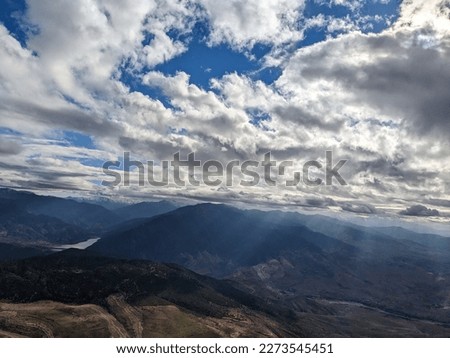 Morocco Atlas mountains aerial panorama landscape view,paragliding outdoors  sport,beautiful scenic view over huge hill range