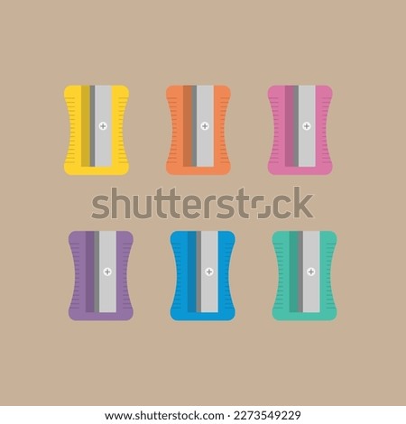 Colorful Office Supplies. Multicolor Pencil Sharpeners icons. Part of a Set