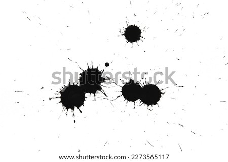 black ink splatter on white background,Paint brush strokes and drops texture. Royalty-Free Stock Photo #2273565117
