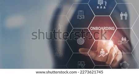 Onboarding new employee process concept. Ensuring that the new employees are able to hit the ground running with their new team. Staff induction practices and organizational socialization. Royalty-Free Stock Photo #2273621745