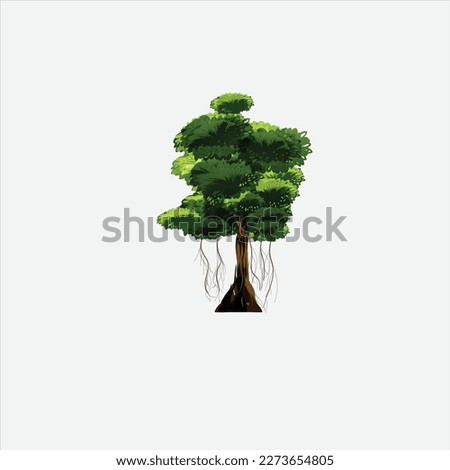 Realistic Trees Isolated on White Background.