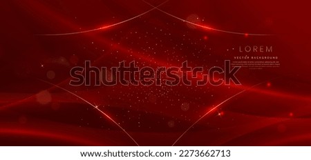 Abstract curved red shape on red background with lighting effect and  copy space for text. Luxury design style. Vector illustration
