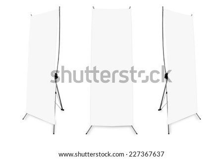 set of X-stand banner display isolated on white background with clipping path