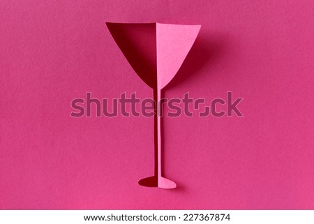 Cocktail glass abstract pink paper cut
