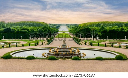 Latona fountain and Versailles park landscape, Paris suburbs, France Royalty-Free Stock Photo #2273706197