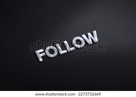 White glass style 3d follow text on black wall texture background
