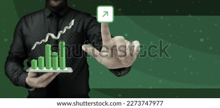 Human in office suit holding mobile phone and pressing on virtual button with finger. Futuristic image with color glow. Textholder contains important information.