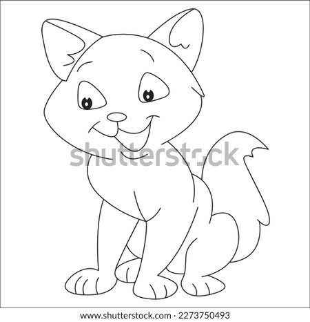 cute cartoon cat. coloring page for kids. Vector illustration for children, Vector illustration of cat, isolated on white background.