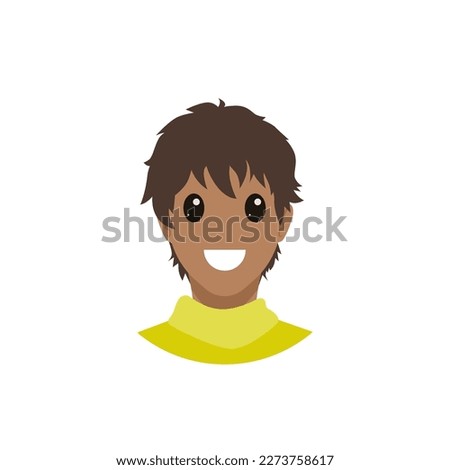 Happy smiling man face. Tan skin portrait of a young guy on blank background