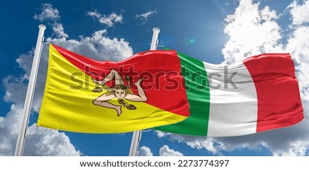 The flag of Sicily triskeles symbol