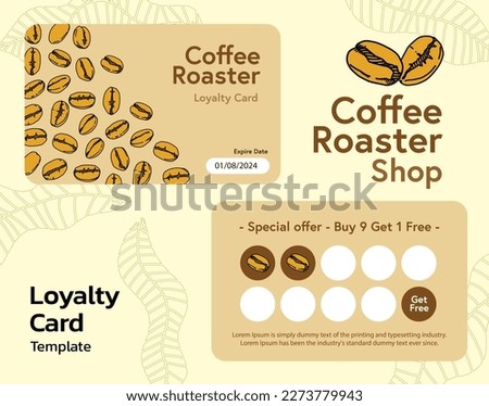 Loyalty Card template , royalty program for coffee shop. Isolated illustration Royalty-Free Stock Photo #2273779943