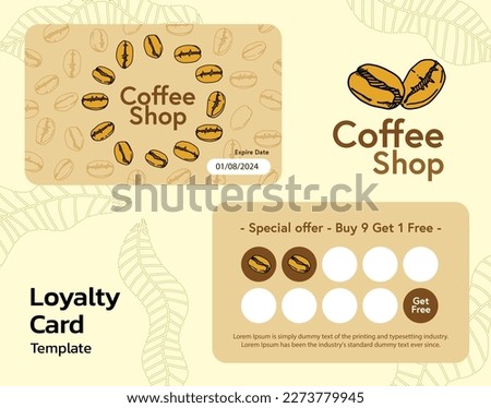 Loyalty Card template , royalty program for coffee shop. Isolated illustration Royalty-Free Stock Photo #2273779945