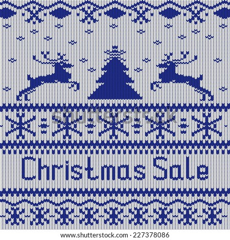 Winter Christmas knitted pattern, vector illustration