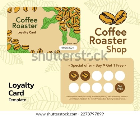 Loyalty Card template , royalty program for coffee shop. Isolated illustration Royalty-Free Stock Photo #2273797899