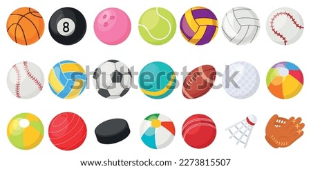Vector cartoon sports balls. The concept of sports, hobbies and competitions. A useful activity. A bright element for your design. Royalty-Free Stock Photo #2273815507
