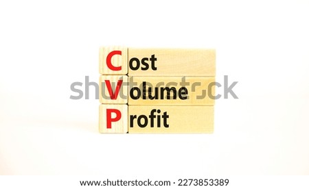 CVP cost volume profit symbol. Concept words CVP cost volume profit on wooden blocks on a beautiful white table white background. Business and CVP cost volume profit concept. Copy space.