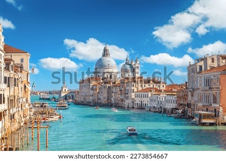 View of Grand Canal and Basilica Santa Maria della Salute in Venice Royalty-Free Stock Photo #2273854667