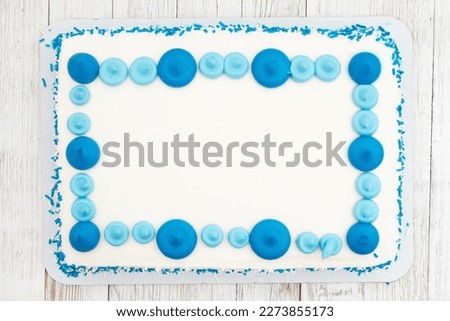 Blank white and blue flat sheet birthday cake for your celebration message