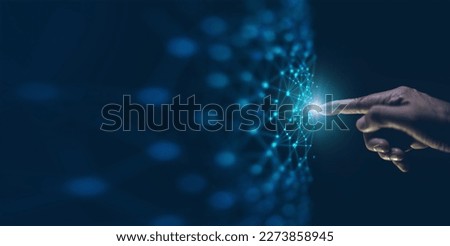 abstract lines and dots connected to background and digital connection technology Royalty-Free Stock Photo #2273858945
