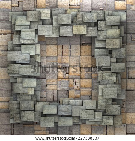 3d gray wood frame tile grunge pattern on timber