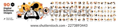 Business Concept illustrations. Mega set. Collection of scenes with men and women taking part in business activities. Vector illustration Royalty-Free Stock Photo #2273893443