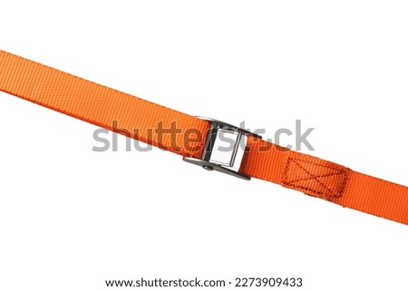 Ratchet straps for securing transport, orange synthetic nylon fastening belt, cargo lashing rope Royalty-Free Stock Photo #2273909433