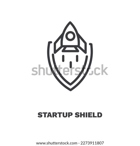 startup shield icon. Thin line startup shield icon from startup and strategy collection. Outline vector isolated on white background. Editable startup shield symbol can be used web and mobile