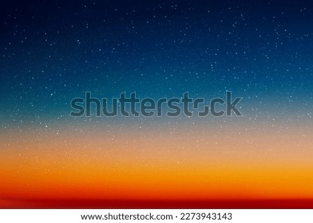 Colorful evening sky. Starry night. Orange blue natural background