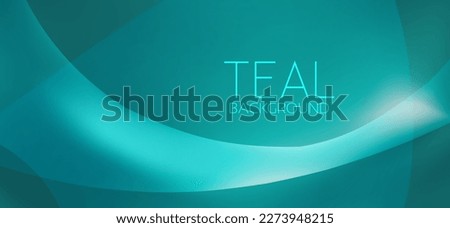Teal background. Abstract very saturated light bluish cyan pattern with translucent curved line. Vector graphics Royalty-Free Stock Photo #2273948215