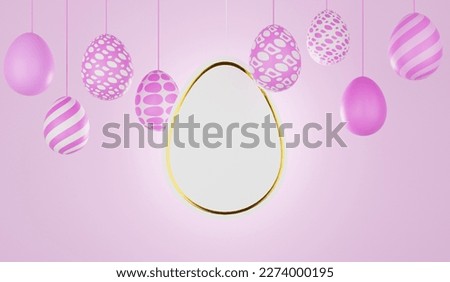 Happy easter. Pink easter egg on pink background.