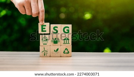 ESG concept of environmental, social and governance. Sustainable corporation development. long-term sustainability and societal impact of companies, organizations, and investments. carbon emission