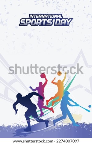 Sports Background Vector. International Sports Day Illustration, Graphic Design for the decoration of gift certificates, banners, and flyer Royalty-Free Stock Photo #2274007097